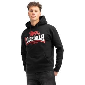 Lonsdale Heren sweatshirt met capuchon, normale pasvorm, GULLADUFF, zwart/wit/rood, L