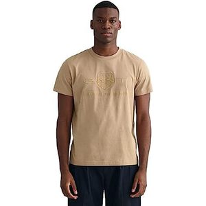 GANT Heren Tonal Archive Shield T-shirt, Concrete BEIGE, Standard, Concrete Beige, 4XL