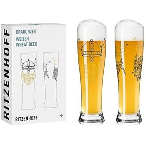Ritzenhoff 3481009 tarwebierglas 500 ml - set van 2 - Serie Brauchzeit - Viking-motief, goud - Made in Germany
