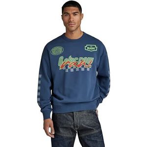 G-STAR RAW Heren Moto Sport GR Loose R Sw Sweater, Blauw (Rank Blue D23895-b782-868), XXL