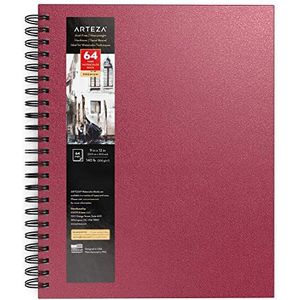Arteza Aquarel Schetsboek, 9 x 30,5 cm, roze Hardcover Journal, 64 pagina's, 300 g/m² aquarel papieren pad, spiraalgebonden boek voor aquarellen, gouache, acryl, potloden, natte en droge media
