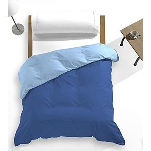 Catotex - Omkeerbaar dekbedovertrek, tweekleurig, eenkleurig, voor dekbed van 50% katoen, 50% polyester, voor bedden van 105 cm, blauw/saffierblauw