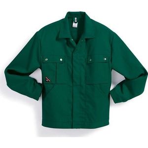 BP 1479-720-74-56/58 werkjas, verborgen drukknoopband en zakken, 305,00 g/m² versterkt katoen, middelgroen, 56/58