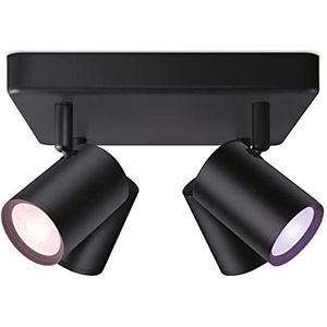 WiZ Inbouwspots GU10 - RGB Inbouwspot - Wit en Gekleurd Licht - Met Spraakbesturing - Dimbaar - Wi-Fi en Bluetooth LED Spots - Zwart - 4 x 5 W