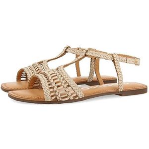 GIOSEPPO icari damessandalen van gevlochten leer, zwart, Ivoor, 36 EU