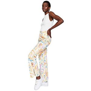 Trendyol Dames jeans met hoge taille wijde pijpen 90 met wijde pijpen, Meerkleurig, 68