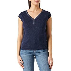 Morgan T-shirt met korte mouwen en nekband, Blauw (marine), L