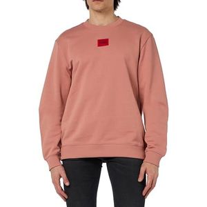 HUGO Diragol212 Sweatshirt voor heren, van katoen-terry met rood logo-label, Light/pastel Red634, XS