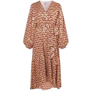 aleva Dames maxi-jurk met print 19329208-AL04, camel meerkleurig, M, kameel meerkleurig, M