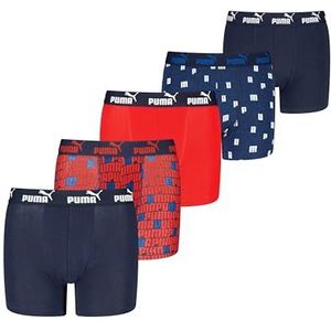 PUMA Boys Bedrukte Boxers Boxer (5-pack), marineblauw/rood, 134-140