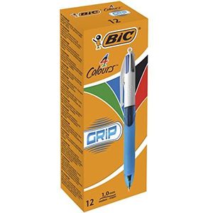 BIC 4-kleuren balpen 4 Colours Grip, 0,4 mm 12 Stuk multicolor