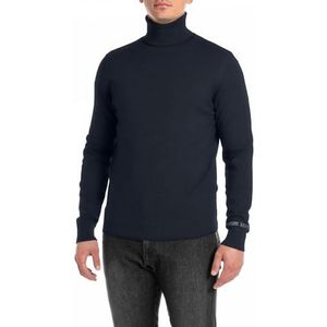 Replay Heren rolkraagpullover regular fit, 087, blauw, S