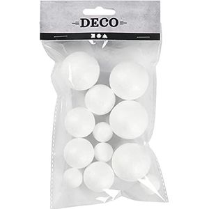 12 stuks piepschuimballen, D 20 + 30 + 40 mm, wit