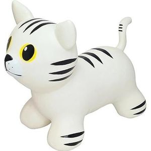 GERARDO'S Toys My First Jumpy Bouncy Hopper Ride on Animal White Cat met pomp inbegrepen, opblaasbaar springkasteel voor kleine kinderen, binnen en buiten