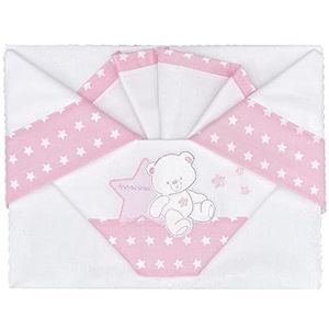 Andy & Helen Beddengoedset voor kinderbed/kinderwagen, geborduurd, met elastiek en kussensloop, roze
