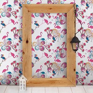 Apalis Kinderbehang vliesbehang dans flamingo's patroonbehang vierkant | vliesbehang wandbehang muurschildering foto 3D fotobehang voor slaapkamer woonkamer keuken | grootte: 288 x 288 cm, roze, 98338