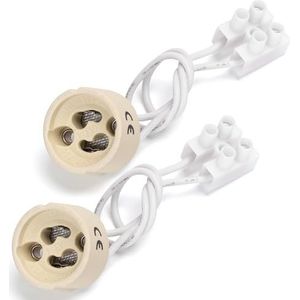 Lamphouder van keramiek, GU10, wit, 2 stuks