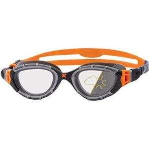 Zoggs Predator Flex zwembril voor volwassenen, UV-bescherming zwembril, snel aan te passen Comfort Goggles riemen, mistvrije zwembrillenzen, bril, grijs/oranje/reactor, normale pasvorm