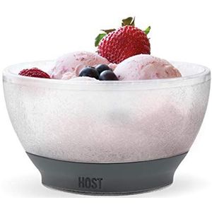 Host Ice Cream Freeze schaal, diepvriesbaar, dubbelwandig, geïsoleerd keukenaccessoire met koelgel voor desserts, dips, muesli, met comfortabele siliconen handgreep, kunststof, grijs