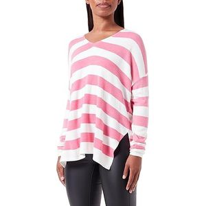 Bestseller A/S Dames ONLAMALIA L/S V-hals CC KNT trui, azalea roze/strepen: Cloud Dancer, XS, Azalea Pink/Stripes:cloud Dancer, XS