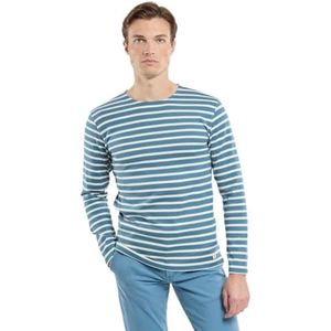 Armor Lux Rustieke katoenen matrozenboom erfgoed, Winterblauw/Natuur, M