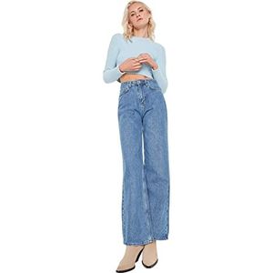 Trendyol Dames High Waist Wide Leg Wide Leg Jeans, Blauw, 36