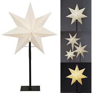 Star Trading Tafellamp met kerstster Frozen van Star Trading, 3D-papieren ster, Kerstmis in wit, decoratieve ster tafellamp met kabelschakelaar, E14, hoogte: 55 cm