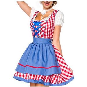 Dirndline Traditionele mini-dirndl-jurk voor speciale gelegenheden, rood/blauw/wit, S