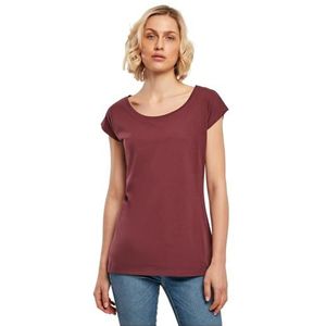 Build Your Brand Dames Dames Dames T-shirt met brede hals, rood (cherry), M