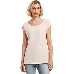 Build Your Brand Dames Dames Dames T-shirt met brede hals, roze, L