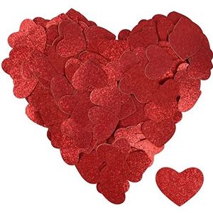 50 g rode hart-confetti, 2,5 cm metallic glitter-hartjes, confettifolie, tafeldecoratie, confetti, papier, confetti, metallic, strooidecoratie, hartvormig, glinsterend voor Valentijnsdag, bruiloft,