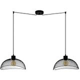 EGLO Hanglamp Pompeya, 2-lichts hanglamp vintage, industrieel, retro, hanglamp van staal, eettafellamp, woonkamerlamp hangend in zwart, E27-fitting