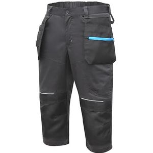 Högert Technik - WURNITZ broek 3/4 beschermende elastische band XL (54) |Keperstof | Shorts met zakken | Korte werkbroek voor heren | Werkshorts werkbroek mannen | EN ISO 13688, grijs, 54