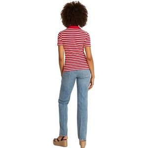 Tommy Hilfiger Dames S/S Polo, Rood (Primary Red/Ecru Stp), XS