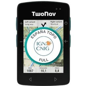 TwoNav Roc + kaart Spanje Topo, compleet, GPS met display 6,9 cm (2,7 inch), voor MTB, fietsen, gravel of bikepacking met kaarten inbegrepen, turquoise