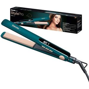 Beurer HS 50 Ocean Hair Straightener, Straightener met keramische keratine coating voor glad haar, LED display voor temperatuur indicatie, Multi-step temperatuurinstelling van 120-220°C