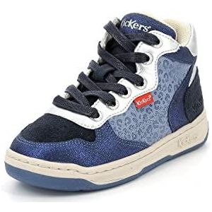 Kickers Kicklax sneakers voor meisjes, Marineblauw luipaard, 24 EU