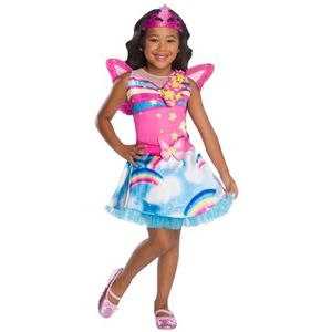 RUBIES - Officiële Barbie - Barbie Dreamtopia feeënkostuum voor kinderen - maat 9-10 jaar - feeënkostuum, prinsessenjurk van regenboogstof met accessoires