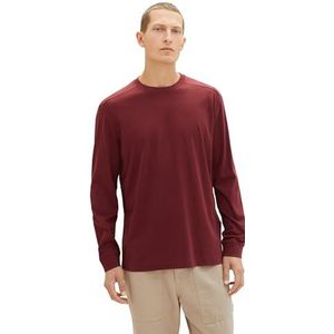TOM TAILOR T-shirt met lange mouwen voor heren, 10574 - Tawny Port Red, XL