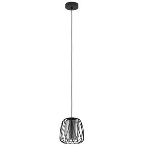 EGLO Hanglamp Floresta, 1-lichts pendellamp, eettafellamp van metaal in zwart en rookglas in zwart-transparant, lamp hangend voor woonkamer, E27 fitting