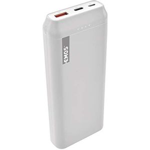 EMOS AlphaQ20 Powerbank 20.000 mAh Quick-Charge externe batterij met USB-C + Micro USB-kabel, passsthrough met 2 uitgangen en 2 ingangen voor mobiele telefoon, Smarthone, tablet (Samsung, Huawei,