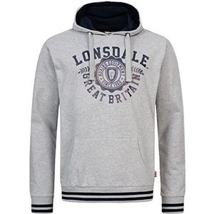 Lonsdale Daccombe Sweatshirt met capuchon voor heren, Marl Grey/Navy, S