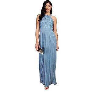 Little Mistress Geplooide maxi-jurk voor dames, Staal Blauw, 36