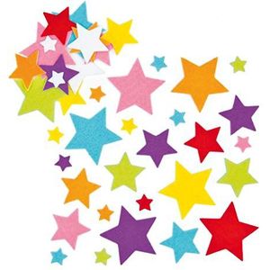 Baker Ross EF944 sterren vilten stickers voor knutsel- en kunstprojecten, kaarten, feestzakken en decoraties voor kinderen, (144 stuks), meerkleurig