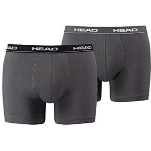 HEAD Basic Boxers Boxershort voor heren, verpakking van 2 stuks, wit/zwart/grijs, S