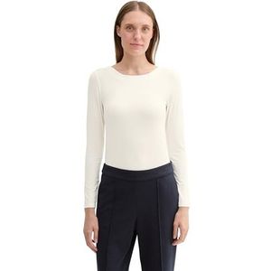 TOM TAILOR T-shirt met lange mouwen voor dames, 10315 - Whisper White, XXL