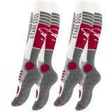 VCA - Dames Skisokken - Wolwit/Grijs/Rood - 35-38 EU