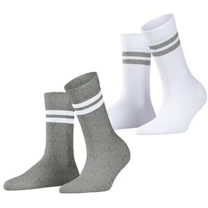 ESPRIT Dames Sokken Tennis Stripe Multipack W So katoen gedessineerd 2 paar, Veelkleurig Weiß Grau 0010, 35-38