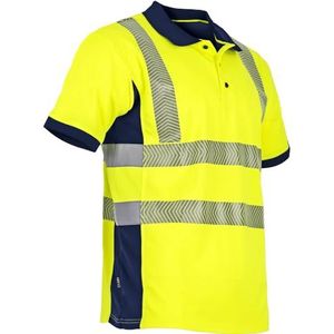 LMA Workwear 9153 VISION goed zichtbaar poloshirt met korte mouwen, maat XL, fluorescerend geel/donkerblauw