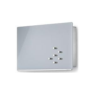 blomus -VELIO- sleutelkast/glazen magneetbord in trendy grijs, hoogwaardige afwerking, 7 sleutelhaken, magnetische sluiting, moderne sleutelbox (B/H/D: 30 x 20 x 5 cm, grijs, 65365)